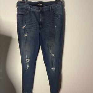 Express Women's Distressed Indigo Skinny Jeans